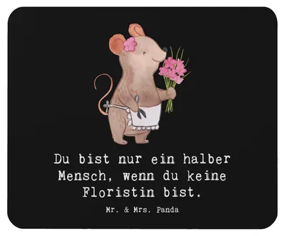 Produktbild von Mr. & Mrs. Panda Mousepad Floristin Herz - Schwarz - Geschenk, Beruf, mousematte, Mauspad, Blumenlanden, Mouse Pad, Ausbildung, pc, laptop, Spruch