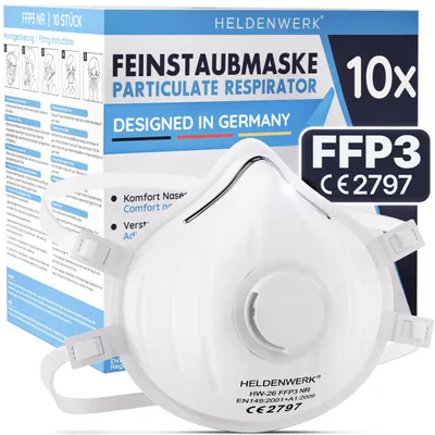 FFP3-Maske mit Ventil, 10er-Set, Atemschutz, zertifiziert
