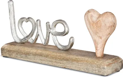 Produktbild von Schriftzug Love L25,5cm Metall Silber Mango Holz Tischdeko Deko Aufsteller Liebe
