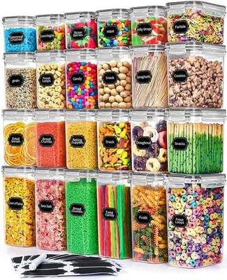 Immagine prodotto di Sistema di conservazione in plastica senza BPA composto da 24 pezzi con coperchio, ermetico, contenitori per cereali e alimenti, contenitori per l'organizzazione e la conservazione in cucina
