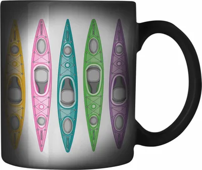 Produktbild von Trendation - Kajak Geschenk Farbwechsel Zauber-Tasse Mit Spruch Kajakfahrer Geschenkidee Karabiner Farbwechsel Zauber-Tasse Edelstahl Kanu Padelboot Geschenke Kajakfahrer (Schwarz)