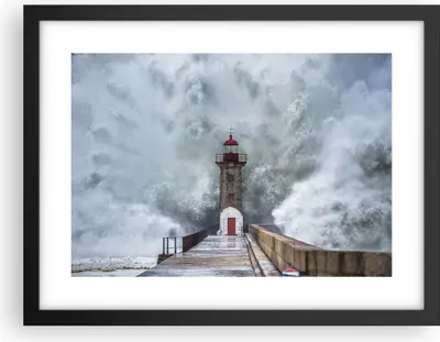 Produktbild von Gerahmtes Poster - Schwarzer Rahmen - Laterne Meer Sturm - 40x30 cm - Wand Bild - Wanddeko - Wandbilder - Kunstposter - Wandposter - Bilderrahmen - Bilder - Kunstdruck - P2BAA40x30-5003