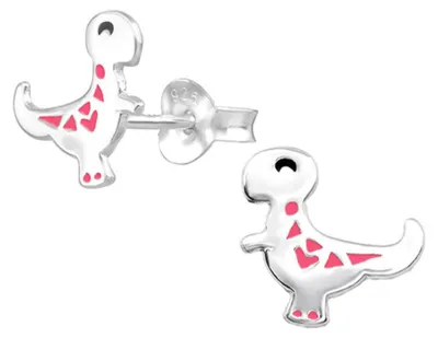 Produktbild von Kinder-Ohrringe: 925 Silber Ohrstecker für Mädchen und Jungen Dinosaurier | 9 mm x 10 mm