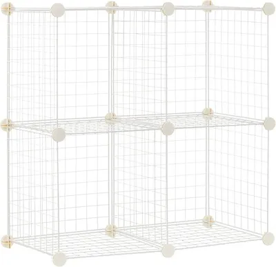 Produktbild von 4 Regalwürfel Drahtregal, Weiß, 37 D x 77 W x 77 H cm
