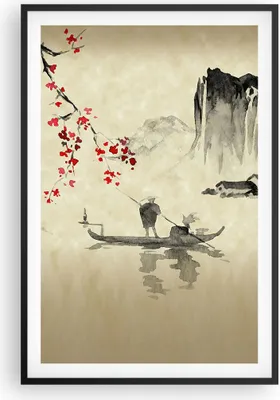 Produktbild von Gerahmtes Poster - Schwarzer Rahmen - Blume Kirschen Japan - 61x91,5 cm - Wand Bild - Wanddeko - Wandbilder - Kunstposter - Wandposter - Bilderrahmen - Bilder - Kunstdruck - P2BPA61x91-5020