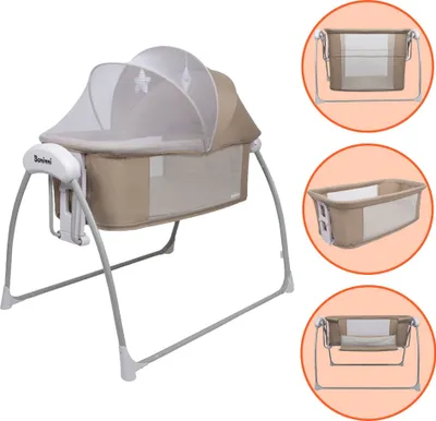 Obrázok produktu pre Baninni elektrická hojdacia kolíska 4 v 1 s funkciou spoločného spánku a boxu Coco Beige