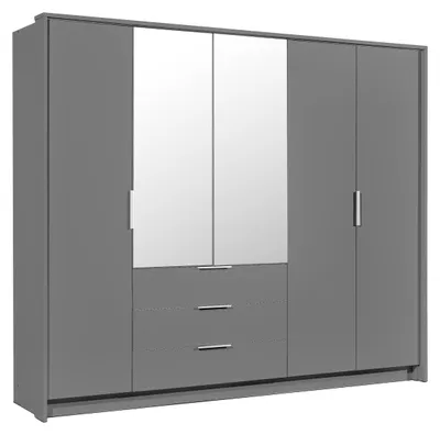 Produktbild von Masseno Drehtürenschrank RAMMUS 255/217/65 cm 5-türig mit Spiegel Graphitfarben