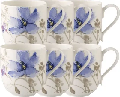 Produktbild von Villeroy & Boch Mariefleur Gris Basic Becher mit Henkel 0,35l Set6