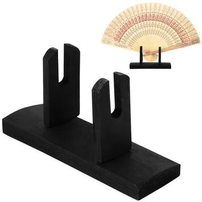 Handfächerständer aus Holz, klappbar, 11x6x3,5 cm, schwarz