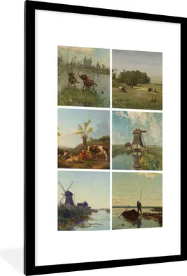 Produktbild von MuchoWow® Gerahmtes Poster Collage - Kunst - Niederlande 60x90 cm - Poster mit Schwarzem Bilderrahmen Wandposter Rahmen Foto Bilder - Dekoration - Wandposter Wohnzimmer - Hochwertig