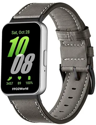 Produktbild von FFO2World Lederarmband – passend für Samsung Galaxy Fit 3 – Uhrenarmband aus echtem Leder – Grau