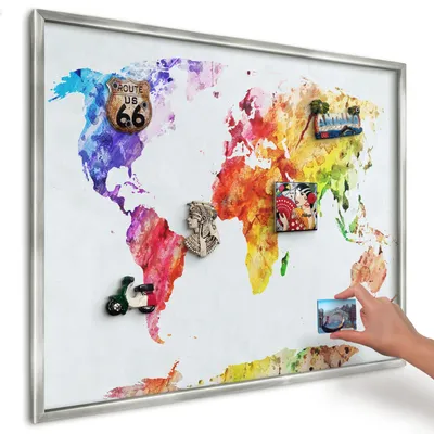 Produktbild von Magnettafel 80x60 cm in einem silbernen Rahmen - Magnetische Metalltafel, Magnetpinnwand zur Wandmontage für Wohnzimmer, Küche, Flur, Kinderzimmer und Büro - Farbkarte