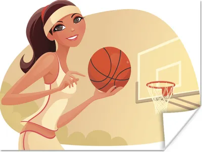 Produktbild von MuchoWow® Poster Eine Illustration einer Basketballspielerin 120x90 cm - Wandbild