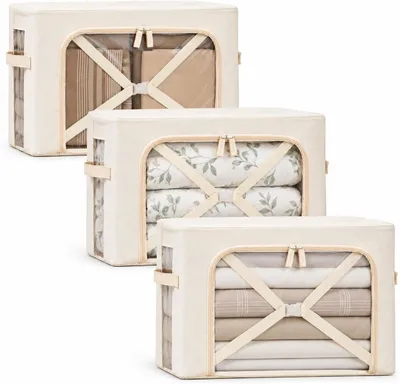 Productafbeelding van Beddengoedopslag - Set van 3 - Opvouwbare beddenorganizers - 3-pack - Gebroken