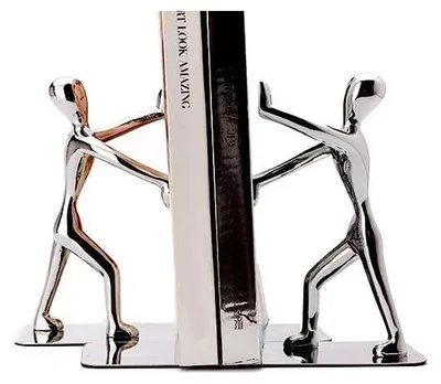 Produktbild von 1Paar Edelstahl Man Buchstützen, rutschfest, dekorative Buchstützen für Zuhause, Büro, Bibliothek, Schule