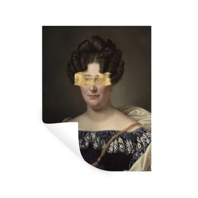 Produktbild von MuchoWow® Wandtattoo Wandsticker Wandaufkleber Johanna Henriëtte Engelen - Dubois Drahonet - Gold 30x40 cm Selbstklebend und Repositionierbar - Sticker - Dekorfolie