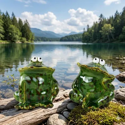 Immagine prodotto di Grazioso set di 2 rane - altezza circa 13 cm