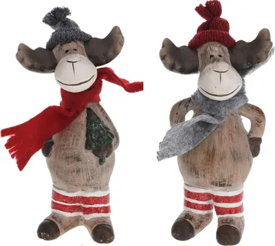 Produktbild von 2er Set Rentier TANNENBAUM 8x15cm stehend Weihnachten Christmas Dekoration Figur