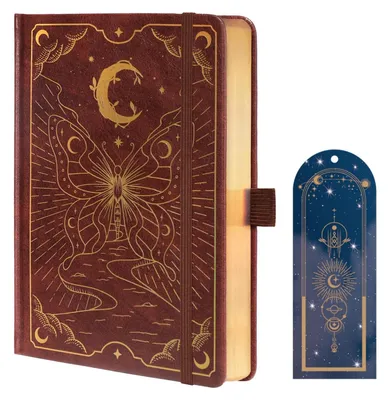 Productafbeelding van Gepunkteerd dagboek, formaat A5, hardcover met vlinderdesign, 160 g/m² papier, 190 genummerde pagina's