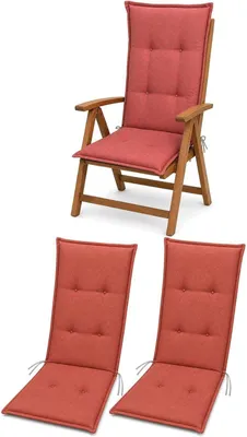 Produktbild von BURI 2x Auflagen Set Hochlehner für Gartenstühle 120x48x7cm Sesselauflagen Polster UV Lichtecht - Gartenstuhlauflagen Stuhlkissen mit Dicker Schaumstoff Füllung (Terrakotta)