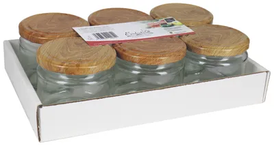 Image de CENTRALES POUR BOÎTES Verre à couvercle vissé 330ml avec couvercle TO 82mm bois Tray 6pcs