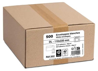 Produktbild von Briefumschläge DL 110x220mm weiß ohne Fenster GPV 502, Versandumschläge