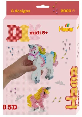 Obrázok produktu pre Hama nažehľovacie korálky 3454 Hama nažehľovacie korálky midi 3D "Jednorožci", darčekové balenie