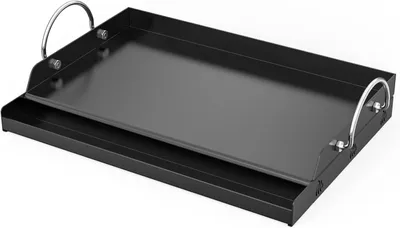Imagen del producto de Plancha para parrilla con revestimiento antiadherente, de 45,6 x 32 x 7 cm, con asas, apta para parrillas de gas y de carbón