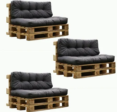 Produktbild von Palettensitzkissen 6er Set anthrazit 120x80 cm und 120x40 cm Outdoor Indoor
