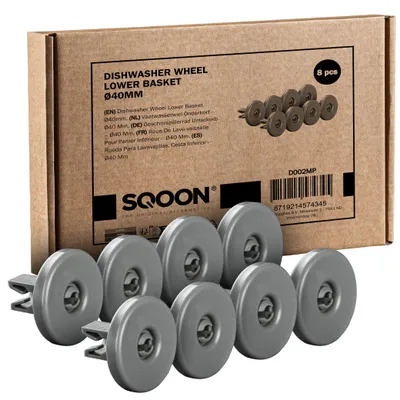 Produktbild von SQOON universelle Korbrollen für Geschirrspüler,Spülmaschinen Rollen 8X geeignet für IKEA, AEG, Electrolux, Zanussi, Etna, hitzebeständige Unterkorb Rollen, 40 mm