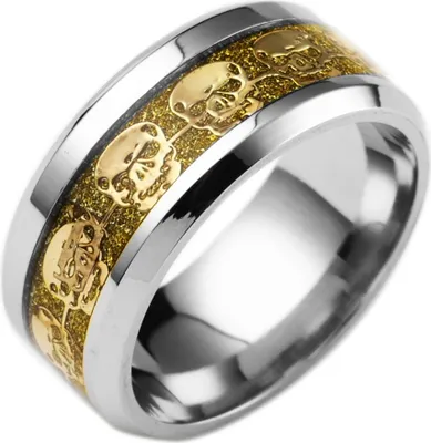 Produktbild von Edelstahlring mit Totenkopf Gothic Punk Hiop Hop Ring Skull Silber US 12 Gold