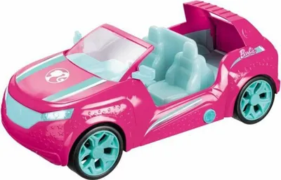 A pink Barbie convertible SUV toy car.