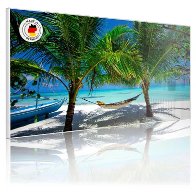 Zdjęcie produktu dla Tablica magnetyczna metalowa, opisowa, wymiary 78x37 cm, motyw: plaża [MTWQ 10027]