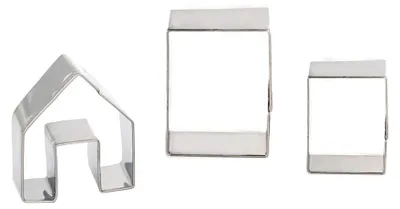 Image de Lot de 3 emporte-pièces pour maison en pain d'épices, mini-maisons de Noël en 3D en acier inoxydable, emporte-pièces pour biscuits de Noël, accessoires de pâtisserie DIY pour les fêtes