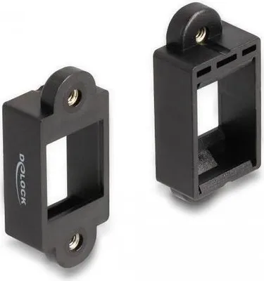 Produktbild von DeLOCK Keystone Halterung für Einbau mit Schraubanschluss schwarz, Einrastbarer Rahmen, Kunststoff, Schwarz, 18 mm, 40 mm, 10 mm