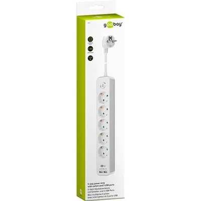 Immagine prodotto di Goobay Striscia di alimentazione a 5 vie con interruttore e USB