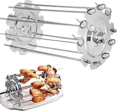 Produktbild von Grillspieß Rondell Rotisserie Edelstahl-Grillkorb Edelstahl-Spießkäfig Edelstahlgrill Drehgrill Universal-Grillspieß, 20 cm, für Outdoor-Aktivitäten
