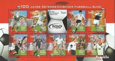 Produktbild von Briefmarken Österreich 2004 Mi 2460-2469 Kleinbogen (kompl.Ausg.) gestempelt Fußball