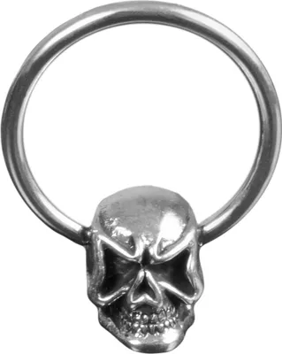 Produktbild von viva-adorno 1,6x12mm Vintage Piercing BCR Klemmring Chirurgenstahl mit Messing Totenkopf Z469,D6