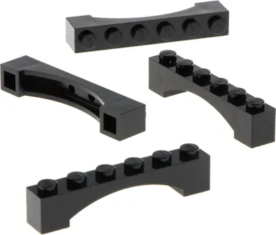 Image de 4 x Lego pierre d'arc 1x6x1 noir rond arc surélevé pont château 4620763 92950