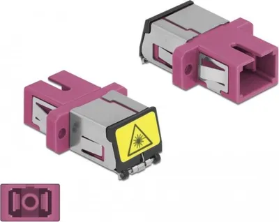 Produktbild von DeLOCK LWL Kupplung mit Laserschutzklappe SC Simplex Buchse zu SC Simplex Buchse Multimode violett, SC/SC, Violett, Multi-Modus, Kunststoff, Keramik, OM4