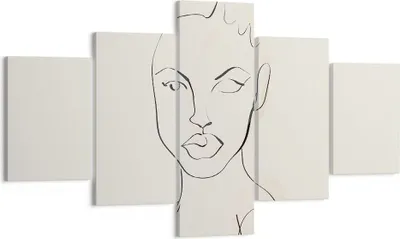 Produktbild von Bild auf Leinwand - Leinwandbild - 5 Teile - Porträt Afro Skizze - 125x70cm - Wand Bild - Wanddeko - Wandbilder - Leinwanddruck - Bilder - Wanddekoration - Leinwand bilder - Wandbild - EA125x70-4489