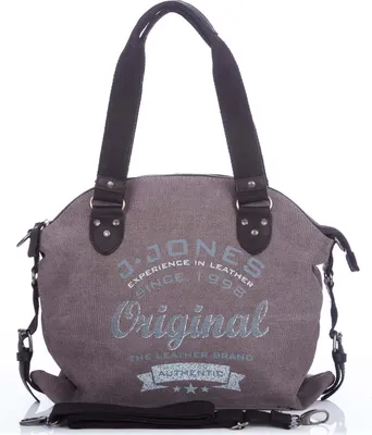 Produktbild von Canvas damentasche Tasche mit Echtleder Shopper Umhängentasche Schultertasche Groß Grau J Jones