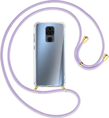 Produktbild von Handykette Backcover-Schutzhülle mit Band (Metall goldfarben) für Xiaomi Redmi Note 9 / 10X 4G - violett