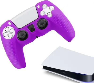 Immagine prodotto di Custodie e skin per PS5, PlayStation 5 - Custodia da gioco performante - Coperture morbide - Accessori per controller antiscivolo - Grip viola