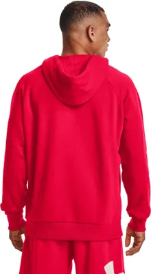 A person wearing a red hoodie.