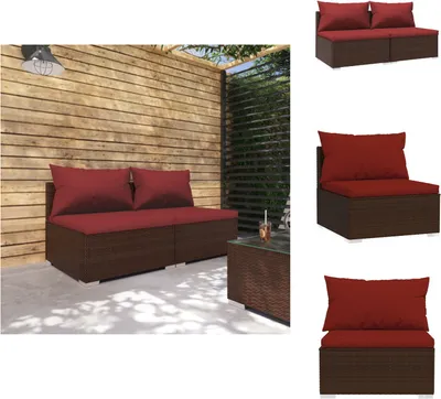 Produktbild von vidaXL 2-tlg. Garten-Lounge-Set mit Kissen Poly Rattan Braun -  Gartenmöbel-Sets