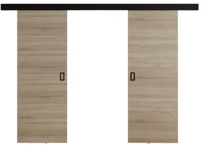 Produktbild von KIER FURNITURE Schiebetür Komplettset WERDI PLUS DUO Sliding Door, Raumteiler Schiebetür Brown 152x205x1,6 cm