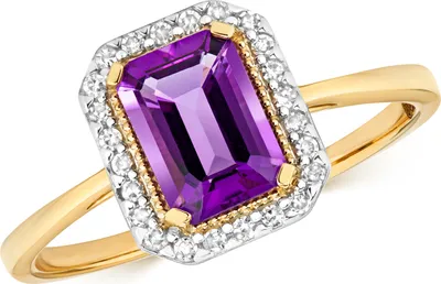 Produktbild von 9 Karat (375) Gold Cluster Diamant Damenring Brillant-Schliff 0.09 Karat mit Amethyst, 58 (18.5); TRS10896RSQ