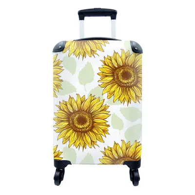 Produktbild von MuchoWow® Koffer Handgepäck Trolley Rollkoffer Kleine Reisekoffer mit 4 Rollen - Sonnenblume - Muster - Blumen - Cabin Size < 55x40x23 cm & 55x40x20 cm - Fotokoffer - Kabinenkoffer - Boardgepäck - Reise-Box - Reisekoffer - Reisegepäck - Koffer mit Bild - Trolley für Kinder